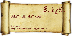 Bárdi Ákos névjegykártya